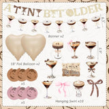 24Pcs Espresso Martini Birthday Party Decorations, A Tiny Bit Older Birthday Decorations Gold Brown Glitter Banner Balloons Hanging Swirls For Girls Women Martini Bachelorette Bridal Shower Party Supplies