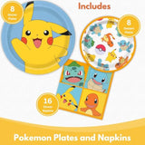 Pokemon Plates and Napkins - Pokemon Birthday Party Decorations - 8 Dinner and 8 Dessert Plates, 16 Napkins - Party Supplies - Officially Licensed