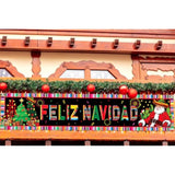 Feliz Navidad Fence Banner Mexican Christmas Spanish Winter Holiday Party Decoration Large Home Garden Outdoor Yard Hanging Sign-1.6 * 8.2Ft