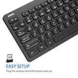 2.4G Wireless Keyboard Ultra Slim Full Size Keyboard With Numeric Keypad And Media Hotkey For Computer/Desktop/Pc/Laptop/Surface/Smart Tv And Windows 11/10/ 8/7