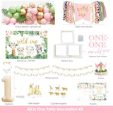 Wild One Birthday Decorations Party Supplies For Girl, 1St Birthday Girl Decorations, Jungle Animal 1St Birthday Party Supplies, First Birthday Decorations For Girls