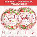 120Pcs Strawberry Baby Shower Supplies For Girls A Berry Sweet Baby Pregnancy Party Decorations Dinnerware Set Paper Plates Napkins Cups Set For 20 Guests