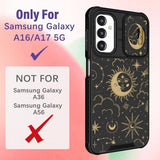 for Samsung Galaxy A16/A17 5G Phone Case - Women Girls Cute Phone Cover Girly Pretty Aesthetic Stars Sun Moon Unique Design with Camera Cover Ring