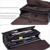 Men'S Leather Briefcase 15.6 Inch Laptop Computer Bag For Office/Business/Travel, Large Satchel Professional Leather Messenger Shoulder Bag, Black