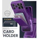 For Iphone 17 Pro Case With Card Holder & Sliding Camera Lens Cover & Hidden Kickstand & Camera Stand & Wallet, Silicone Edge Durable Protective Case Cover For Iphone 17 Pro 5G, Dark Purple