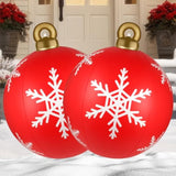 2 Pcs 24 Inch Giant Inflatable Christmas Balls,Large Outdoor Inflatable Christmas Balls For Yards, Lawns, Porches, Garde