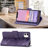 For Iphone 11 Wallet Case,Women Flip Folio Cover With Butterfly Embossed Pu Leather Kickstand Credit Card Holder Slots Magnetic Wrist Strap For Iphone 11 6.1 Inch (Purple)