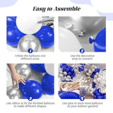 131Pcs Royal Blue And Silver Balloon Arch Garland Kit, Royal Blue White Silver Confetti Balloons For Wedding Graduation New Year Retirement Birthday Party Decorations