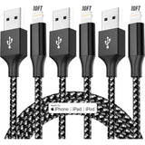 3 Pack Nylon Braided iPhone Charger Cord Compatible with iPhone 13 12 11 Pro Max XR XS X 8 7 6 Plus SE and More - 10 FT