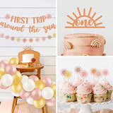 First Trip Around Sun Boho 1st Birthday Banner Girl Party Decor