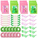 48 Pcs Witch Theme Party Favor Supplies Pink And Green Velvet Hair Scrunchies Friendship Bracelets Sunglasses Bags 12 Set Neon Friendship Gifts For Fans Women Pink And Green Party Favors
