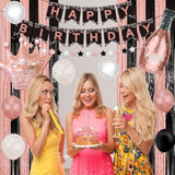 Rose Gold Black Party Decorations Banner Balloons Table Decor for Any Age