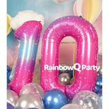 Starry Number 10 Foil Balloons: 10th Birthday Anniversary Decor