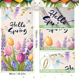Hello Spring Tulip Door Cover Banner, 35.4 X 70.8 Inch Hanging Spring Banner Backdrop, Porch Sign Outdoor Indoor Front Door Decorations