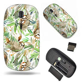 Unique Pattern Optical Mice Mobile Wireless Mouse 2.4G Portable For Notebook, Pc, Laptop, Computer - Watercolor Tropical Pattern With Sloth And Tree