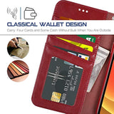 Compatible With Iphone 12 Case And Iphone 12 Pro Case Wallet Flip Cover With Card Holder And Wrist Strap - Wine Red