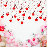 Anniversary Day Red Heart Hanging Swirls -12Pcs Love Heart Garland, Swirl Streamers Decorations,Ceiling Spirals For Engagement Wedding Party Baby Shower(12P-Swirl)