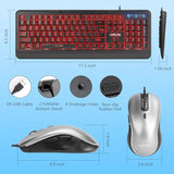 Chonchow Wired Keyboard And Mouse Combo With , Redgreenyellow Light Up, Quiet Keys For Office Work Or Gaming, Rgb Mouse, Usb Big Letter Keyboard With Mice For Pc Mac Laptop Computerblack