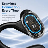 Wireless Earbuds 28H Battery LED Display Open Ear Clip Headphones,Bluetooth 5.4 Wireless Sports Earbuds IPX5 Sweatproof Low Latency Gaming Headset