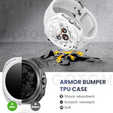 Rugged Bezel Case For Samsung Galaxy Watch Ultra Screen Protector 2025 47Mm - Soft Tpu Bumper Face Cover + 2 Tempered Glass Film For Galaxy Watch 7 Ultra / 8 Ultra Accessories