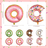 8Pcs Donut Foil Balloons Donut Theme Birthday Party Decorations Doughnut Mylar Aluminum Balloons Pink For Kids Baby Shower Party Anniversary Wedding Supplies