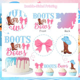 Boots Or Bows Gender Reveal Decorations, Balloons Arch Kit What Will Baby Be He Or She Backdrop Cake Cupcake Toppers Stickers For Western Cowgirl Gender Reveal Decorations