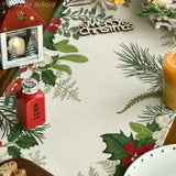 Holly Pine Cone Christmas Table Runner, Seasonal Winter Kitchen Dining Table Decoration For Home Party Decor 13X72 Inch