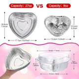 12 Pcs Valentines Day Heart Shaped Cake Pan With Lid Aluminum Foil Disposable Cupcake Baking Pan Heart Food Packing Muffin Tin Liner Pudding Cooking Cup For Mother'S Day Wedding (7.4 Inch)