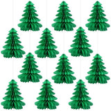 12 Pcs Christmas Honeycomb Trees Tissue Paper Centerpieces,Green