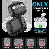 Compatible With Airpods Pro 2Nd Generation Case,?With Lock Clip? Carbon Fiber Design Protection Case For Airpods Pro 2Nd/1St Gen (2023/2022/2019) With Lanyard/Cleaning Pen - Balck