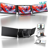 15.6" Laptop Screen Extender, 1080P Fhd Ips Portable Monitor, One Cable Usb-C Triple Monitor, Dual Travel Screen For 12"-17'' Laptops, 360° Rotation & Kickstandx90D (Driver Need)