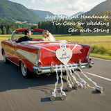 Mr & Mrs Wedding Tin Can Set With Heart “Just Married” Sign, Handmade Just Married Car Decorations For Wedding Getaway Decor