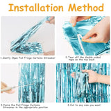 2 Pack Light Blue Tinsel Backdrop - 3.28 Ft X 6.56 Ft Fringe Backdrop, Glitter Foil Fringe Curtains For Party Decorations, Birthday, Bachelorette, Graduation, Wedding (Light Blue, 2 Pack)