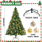 41 Pcs 7 Ft Artificial Christmas Tree With 250 Led Warm White String Lights 40 Gold Ball Ornaments Fake Xmas Tree With Metal Stand For Indoor Outdoor Home Office Xmas Holiday Party Decoration