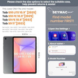 Samsung Galaxy Tab S10 Lite, S10 FE, S9 FE 5G, S9 Tablet Case with Screen Protector and 360 Rotate Stand