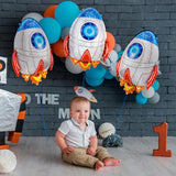 6 Pack Blue Rocket Foil Balloons Kids Baby Shower Space Theme Birthday Party Decor