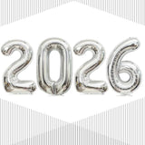 32-Inch Giant Silver 2026 Number Balloons: NYE & Graduation Party Decor