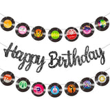 3Pcs Rock And Roll Vinyl Records Birthday Party Decorations Retro Vinyl Record Cutout Banners With Black Glitter Happy Birthday Banner For 50S 70S 90S Style Birthday Rock Music Dj Party Baby Shower Supplies
