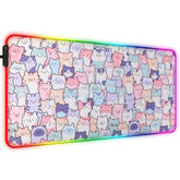 Rgb Pink Cat Mouse Pad, Large Led Gaming Light Up Computer Mousepad, Long Glowing Pc Laptop And Keyboard Office Desk Mat For Women