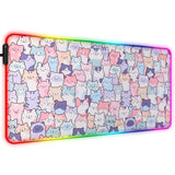 Rgb Pink Cat Mouse Pad, Large Led Gaming Light Up Computer Mousepad, Long Glowing Pc Laptop And Keyboard Office Desk Mat For Women