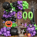 Halloween Balloon Arch Kit β Purple Green Black Balloons with Bat & Boo