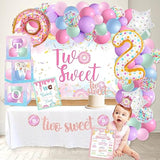 Two Sweet Birthday Party Supplies Donut & Ice Cream Decor for 2nd Birthday