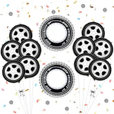 20Pcs Race Car Balloons Race Car Birthday Party Supplies Wheel Tire Checkered Balloon Garland Arch Racing Cars Birthday Decorations For Boys Truck Wheels Party Favors