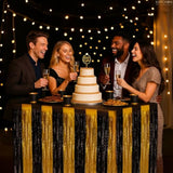 Black and Gold Table Fringe Pack of 2 Tinsel Skirt Streamers for Party Decor