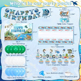 Fishing Birthday Party Decorations, Gone Fishing Party Decorations, Includes Gone Fishing Backdrop, Fishing Party Tablecloth, Happy Birthday Banner, Balloon, Cupcake Toppers, Cake Topper