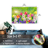 Spring Summer Flowers Flag 3X5 Ft Daffodils And Tulips Flag Polyester Double Sided For Outside House Indoor Welcome Seasonal Yard Banner Decoration