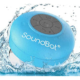 SoundBot SB510 HD Water Resistant Bluetooth Shower Speaker, Handsfree Portable Speakerphone with Built-in Mic, 6hrs of Playtime, Control Buttons and Dedicated Suction Cup_Blue