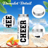 24 Pcs Cheerleader Gift Bulk For Team Cheer Cups 14 Oz Bow Water Bottle Plastic Cheer Tumblers With Lid And Straw For Cheerleader Sport Party Favor Senior Night Gift (Black)