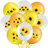 45 Pieces Sunflower Balloons Decorations 12 Inch Sunflower Yellow White Balloons For Summer Honeybee Themed Party Baby Shower Birthday Wedding Party Decorations Supplies