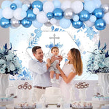 Baptism Decorations For Boys Blue - God Bless Party Decorations Blue & Silver Balloon Garland Kit With Backdrop Cross Foil Balloon For First Communion Confirmation Party Supplies